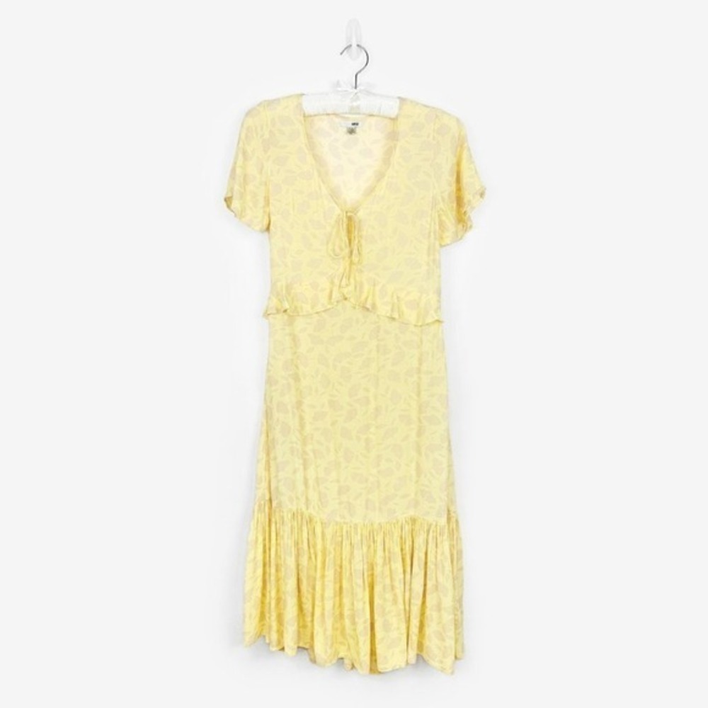 Amuse Society Scarlett Midi Dress Size S Yellow Floral Boho Cottagecore Summer
